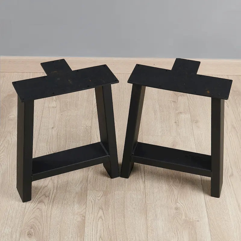 Pieds de table en métal tubulaire carré noir haute résistance, style Mid-Century