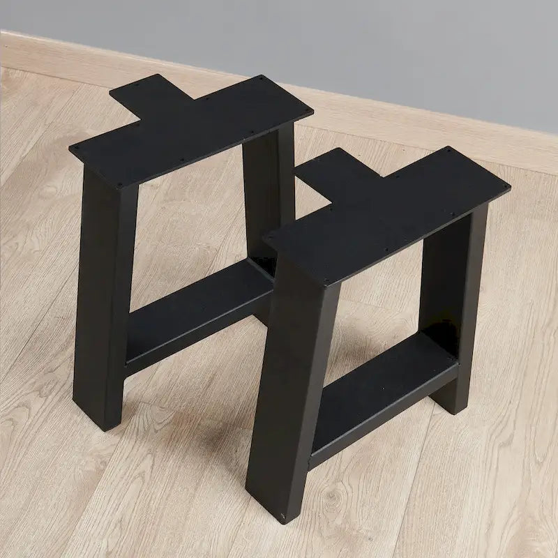 Pieds de table en métal tubulaire carré noir haute résistance, style Mid-Century