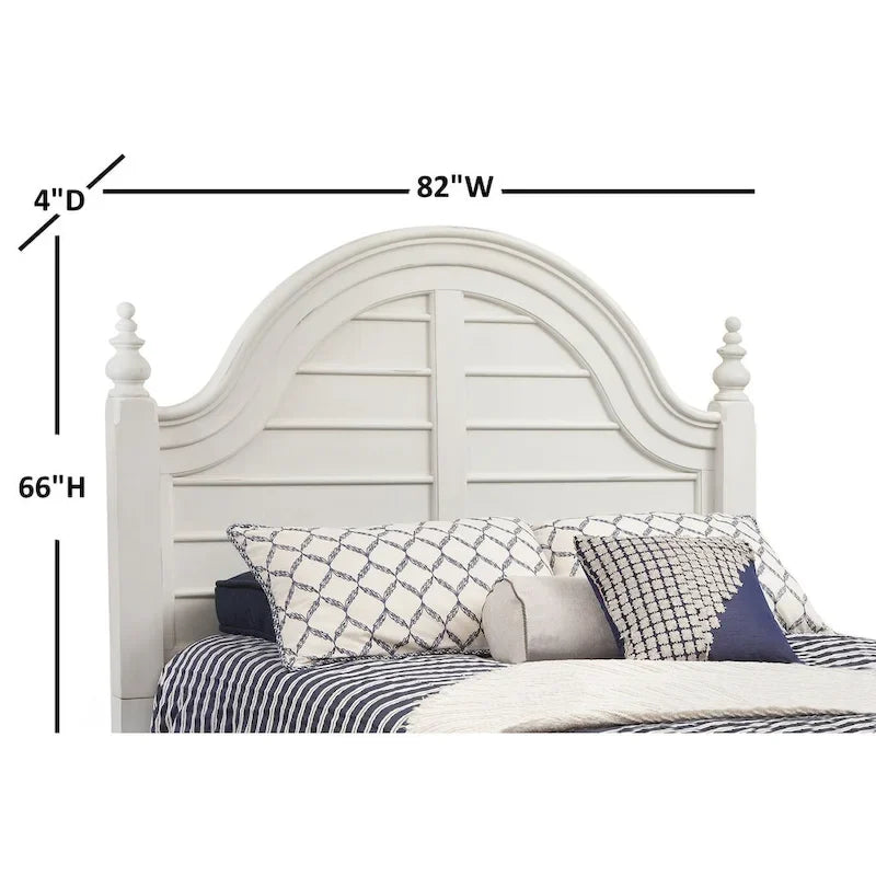 Tête de lit à panneaux arqués Dove White Farmhouse avec embouts tournés, Queen / King