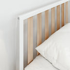 Lit simple scandinave en bois massif noir / noir et blond avec tête de lit à lattes