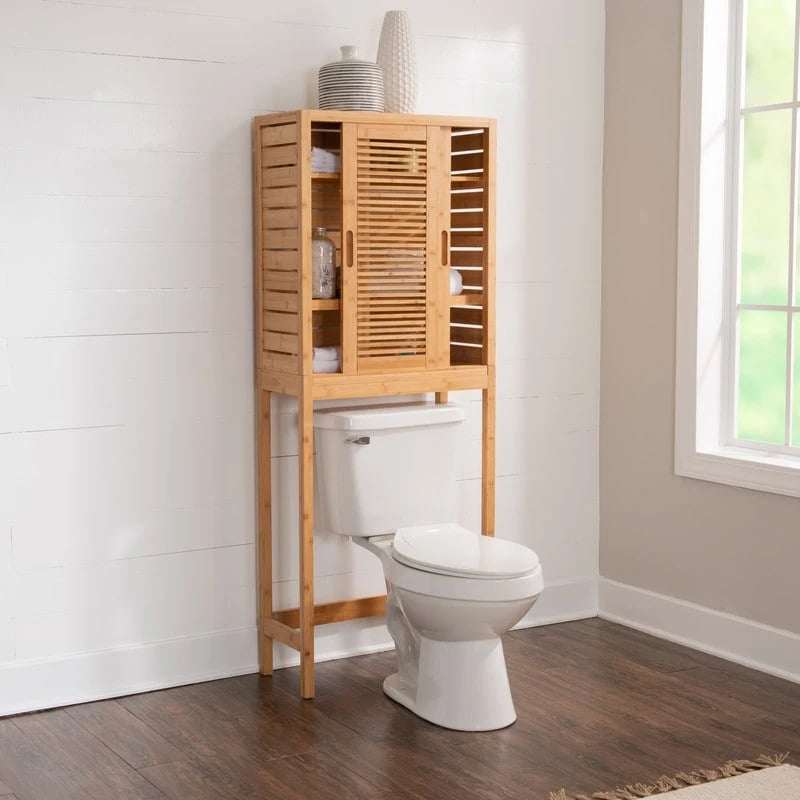 Meuble de rangement WC en bambou naturel