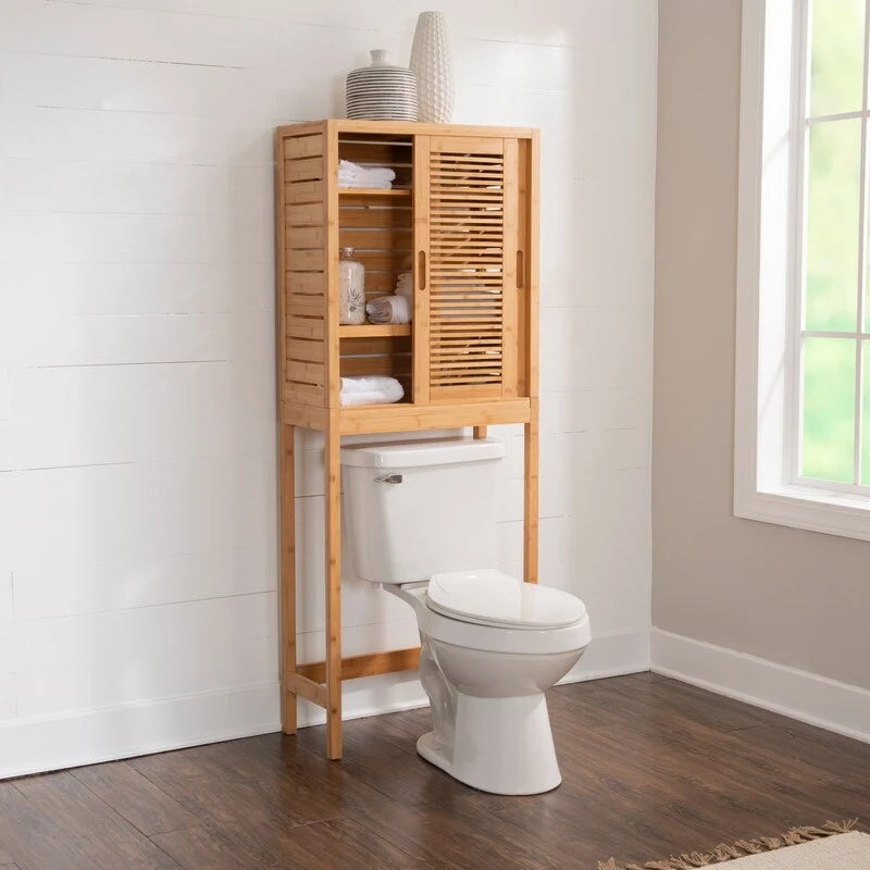 Meuble de rangement WC en bambou naturel