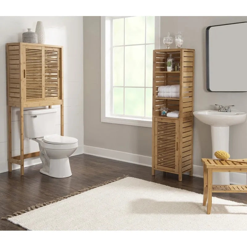 Meuble de rangement WC en bambou naturel