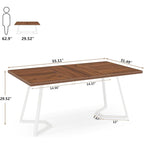 Bureau d'ordinateur 55" blanc et doré / marron avec pieds en métal