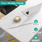 Bureau d'ordinateur 55" blanc et doré / marron avec pieds en métal