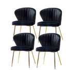 Chaise d'appoint en velours bleu marine / noir / ivoire / sauge / rose / vert / jaune / violet avec piètement en métal, lot de 4