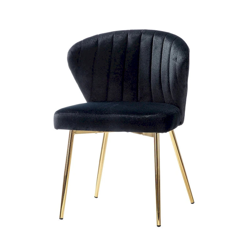 Chaise d'appoint en velours bleu marine / noir / ivoire / sauge / rose / vert / jaune / violet avec piètement en métal, lot de 4