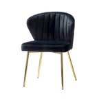 Chaise d'appoint en velours bleu marine / noir / ivoire / sauge / rose / vert / jaune / violet avec piètement en métal, lot de 4