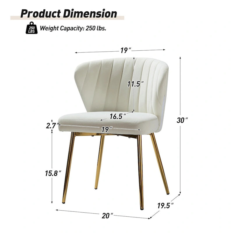 Chaise d'appoint en velours bleu marine / noir / ivoire / sauge / rose / vert / jaune / violet avec piètement en métal, lot de 4