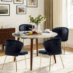 Chaise d'appoint en velours bleu marine / noir / ivoire / sauge / rose / vert / jaune / violet avec piètement en métal, lot de 4