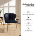 Chaise d'appoint en velours bleu marine / noir / ivoire / sauge / rose / vert / jaune / violet avec piètement en métal, lot de 4