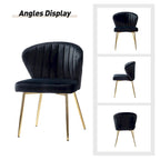 Chaise d'appoint en velours bleu marine / noir / ivoire / sauge / rose / vert / jaune / violet avec piètement en métal, lot de 4