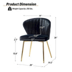 Chaise d'appoint en velours bleu marine / noir / ivoire / sauge / rose / vert / jaune / violet avec piètement en métal, lot de 4