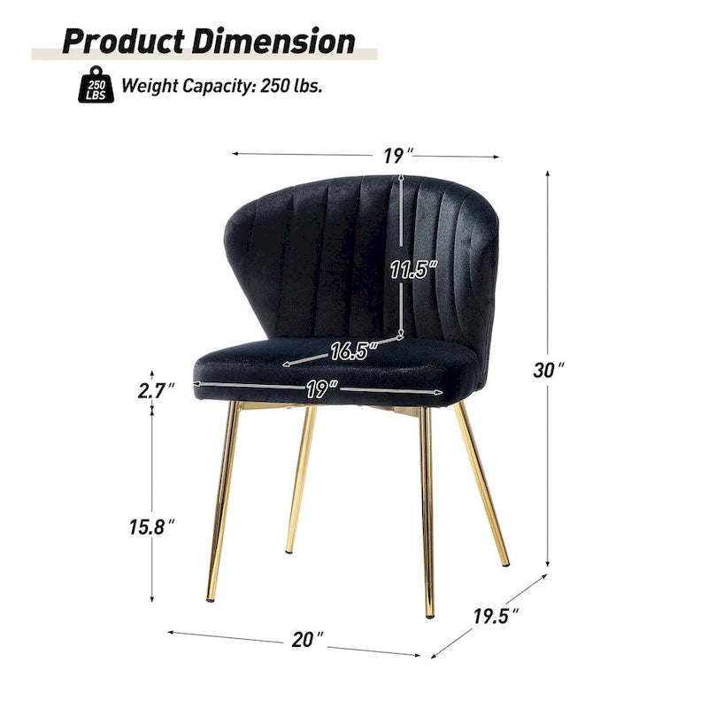 Chaise d'appoint en velours bleu marine / noir / ivoire / sauge / rose / vert / jaune / violet avec piètement en métal, lot de 4