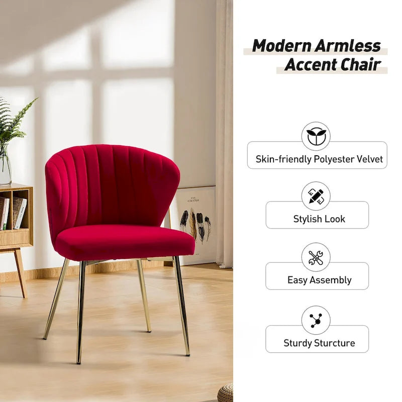 Chaise d'appoint en velours bleu marine / noir / ivoire / sauge / rose / vert / jaune / violet avec piètement en métal, lot de 4