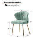 Chaise d'appoint en velours bleu marine / noir / ivoire / sauge / rose / vert / jaune / violet avec piètement en métal, lot de 4
