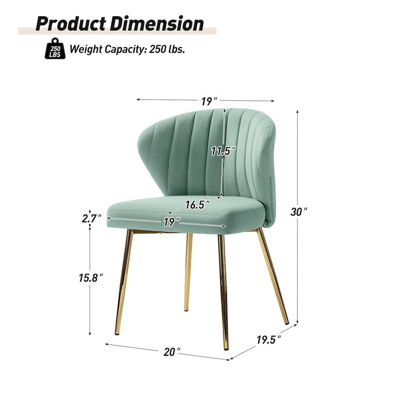 Chaise d'appoint en velours bleu marine / noir / ivoire / sauge / rose / vert / jaune / violet avec piètement en métal, lot de 4