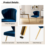 Chaise d'appoint en velours bleu marine / noir / ivoire / sauge / rose / vert / jaune / violet avec piètement en métal, lot de 4