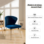 Chaise d'appoint en velours bleu marine / noir / ivoire / sauge / rose / vert / jaune / violet avec piètement en métal, lot de 4