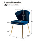 Chaise d'appoint en velours bleu marine / noir / ivoire / sauge / rose / vert / jaune / violet avec piètement en métal, lot de 4