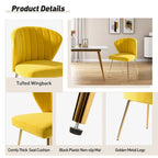 Chaise d'appoint en velours bleu marine / noir / ivoire / sauge / rose / vert / jaune / violet avec piètement en métal, lot de 4