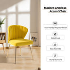Chaise d'appoint en velours bleu marine / noir / ivoire / sauge / rose / vert / jaune / violet avec piètement en métal, lot de 4