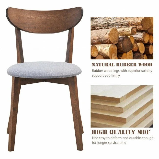 Chaises de salle à manger incurvées rembourrées Mid-Century en noyer, lot de 2