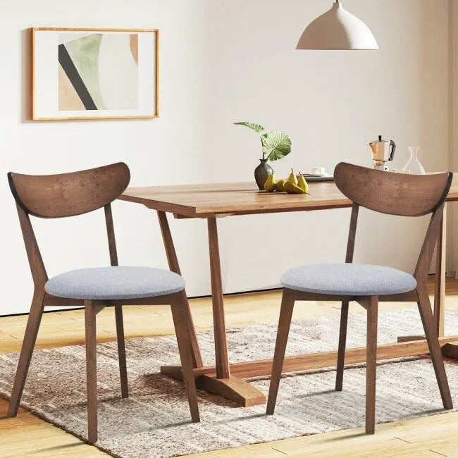 Chaises de salle à manger incurvées rembourrées Mid-Century en noyer, lot de 2