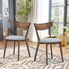 Chaises de salle à manger incurvées rembourrées Mid-Century en noyer, lot de 2