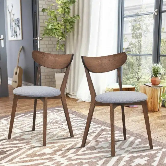 Chaises de salle à manger incurvées rembourrées Mid-Century en noyer, lot de 2