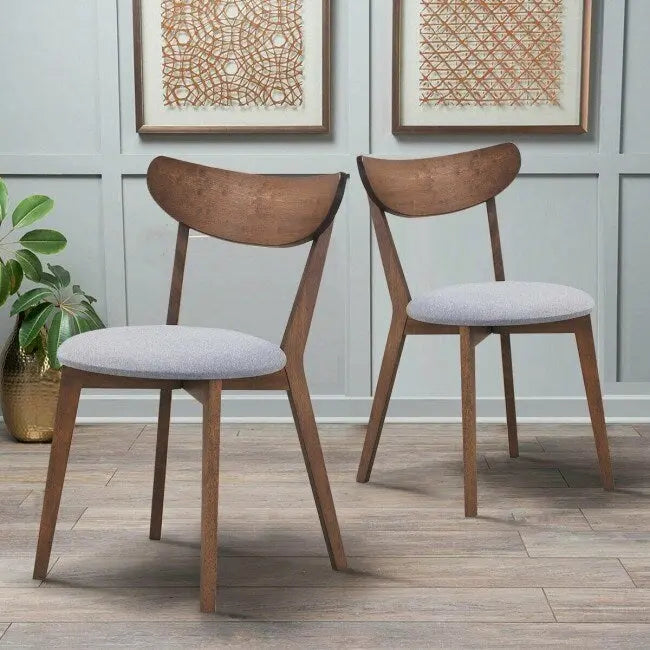 Chaises de salle à manger incurvées rembourrées Mid-Century en noyer, lot de 2