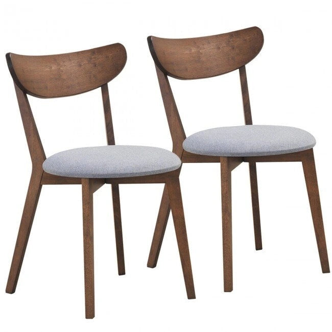 Chaises de salle à manger incurvées rembourrées Mid-Century en noyer, lot de 2