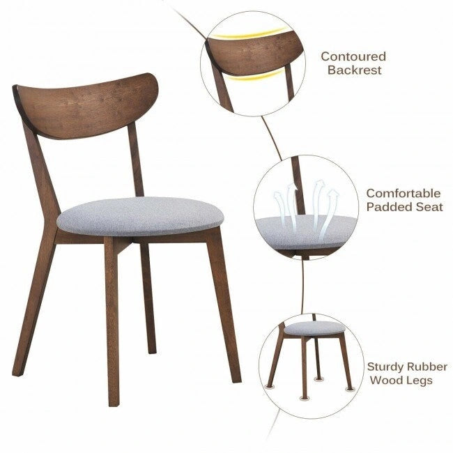 Chaises de salle à manger incurvées rembourrées Mid-Century en noyer, lot de 2