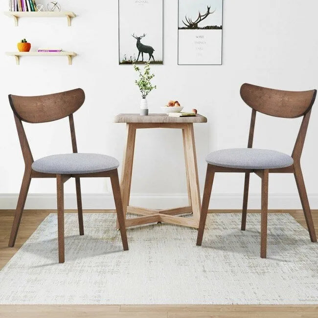 Chaises de salle à manger incurvées rembourrées Mid-Century en noyer, lot de 2