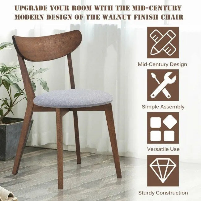 Chaises de salle à manger incurvées rembourrées Mid-Century en noyer, lot de 2