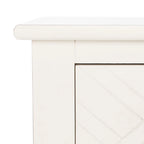 Console 2 tiroirs avec étagère ouverte, finition vieillie blanc / noir / greige / marron
