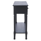 Console 2 tiroirs avec étagère ouverte, finition vieillie blanc / noir / greige / marron