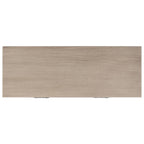 Console 2 tiroirs avec étagère ouverte, finition vieillie blanc / noir / greige / marron