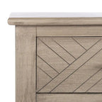 Console 2 tiroirs avec étagère ouverte, finition vieillie blanc / noir / greige / marron