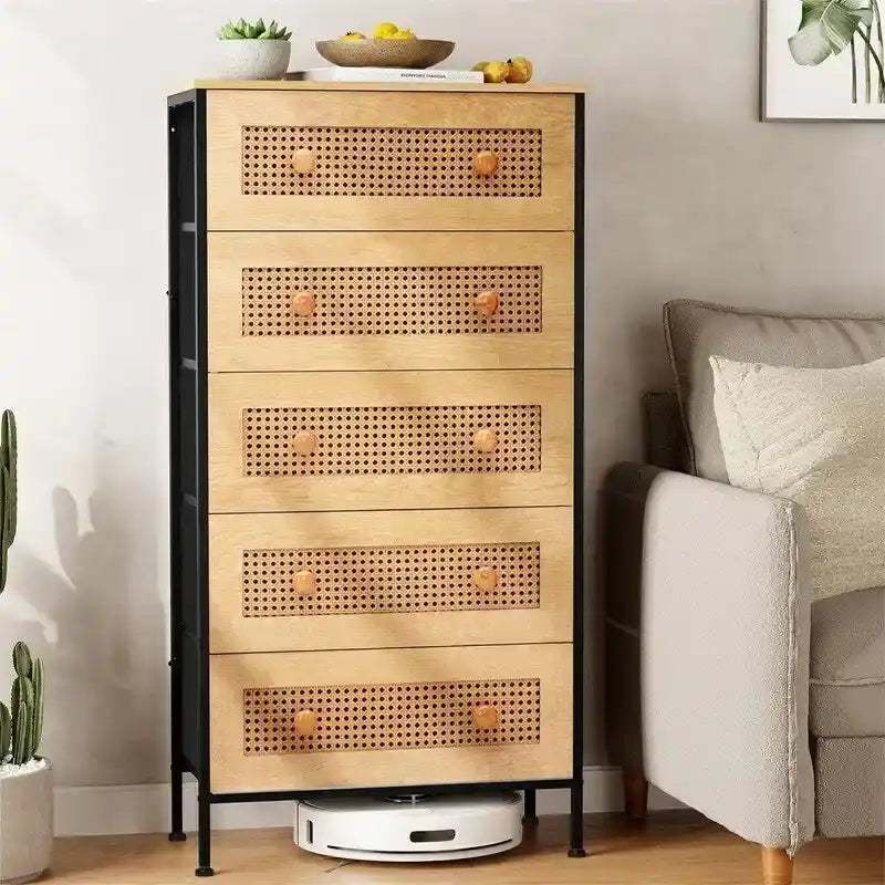 Rattan Dresser Storage Tower - 11.81D x 23.23W x 45.67H
