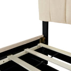 Lit Plateforme Queen Size en Velours Gris/Beige avec 2 Tiroirs et Lit Gigogne Twin XL, 2 Personnes