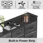 Commode grège / marron rustique / anthracite / blanc avec lumière LED et ports USB