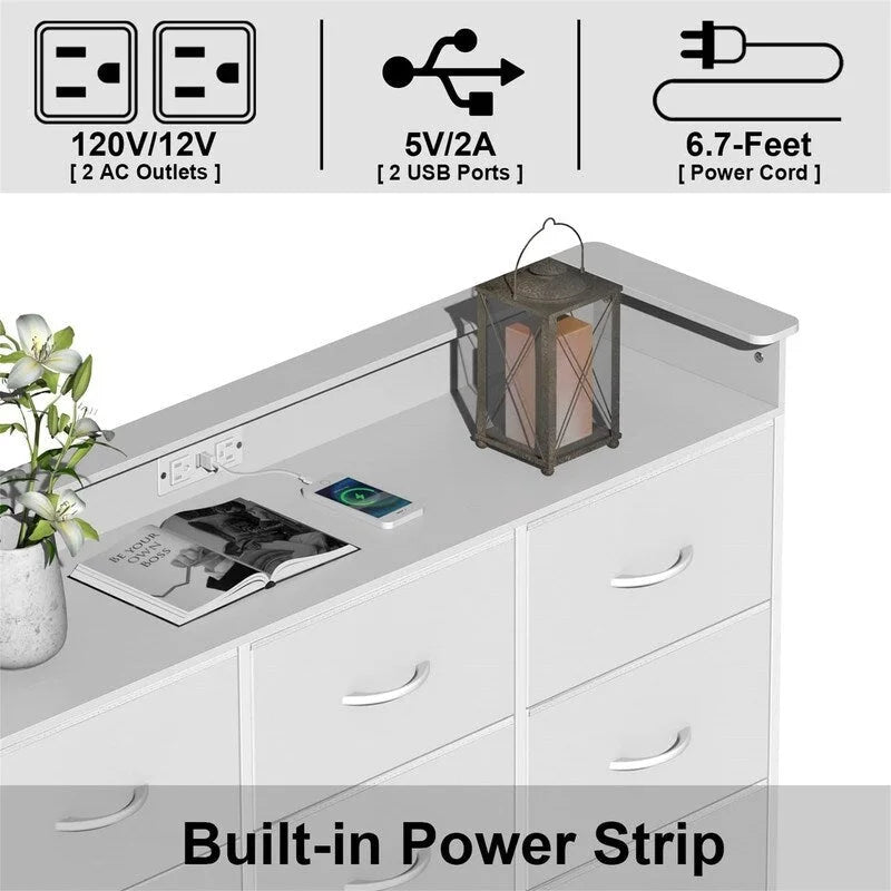 Commode grège / marron rustique / anthracite / blanc avec lumière LED et ports USB