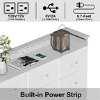 Commode grège / marron rustique / anthracite / blanc avec lumière LED et ports USB