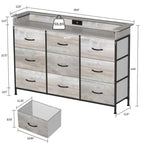 Commode grège / marron rustique / anthracite / blanc avec lumière LED et ports USB