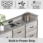 Commode grège / marron rustique / anthracite / blanc avec lumière LED et ports USB