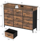 Commode grège / marron rustique / anthracite / blanc avec lumière LED et ports USB