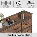 Commode grège / marron rustique / anthracite / blanc avec lumière LED et ports USB