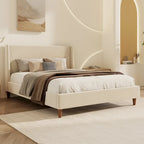 Modern Boucle Upholstered Platform Bed by 