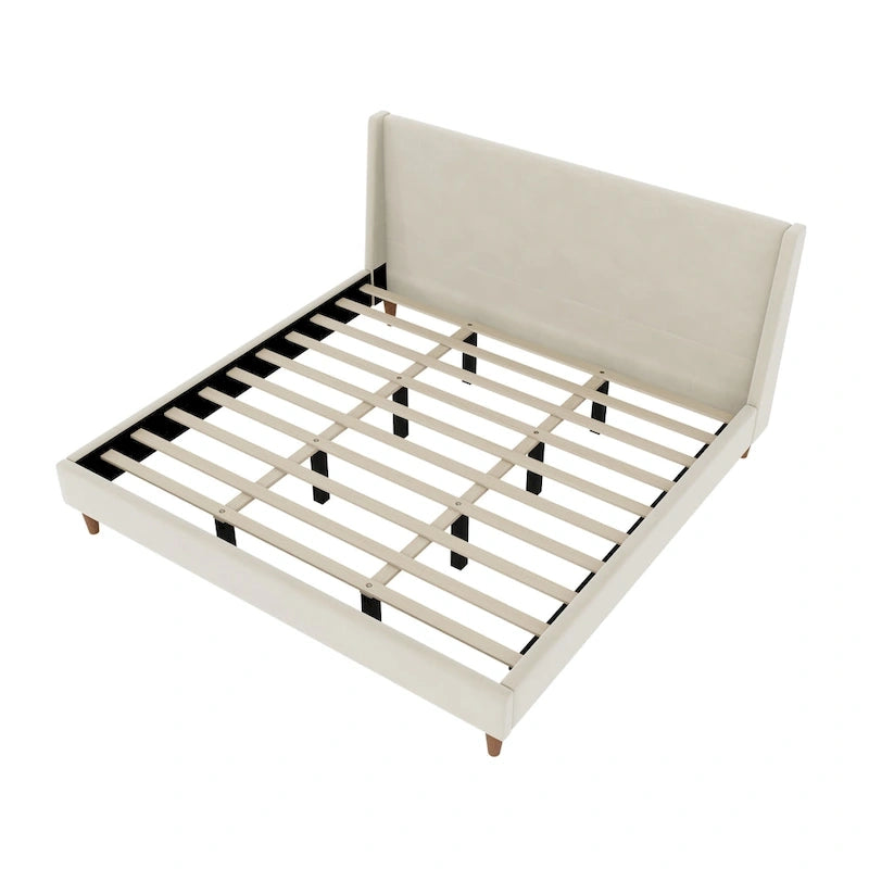 Lit plateforme rembourré en bouclette moderne par